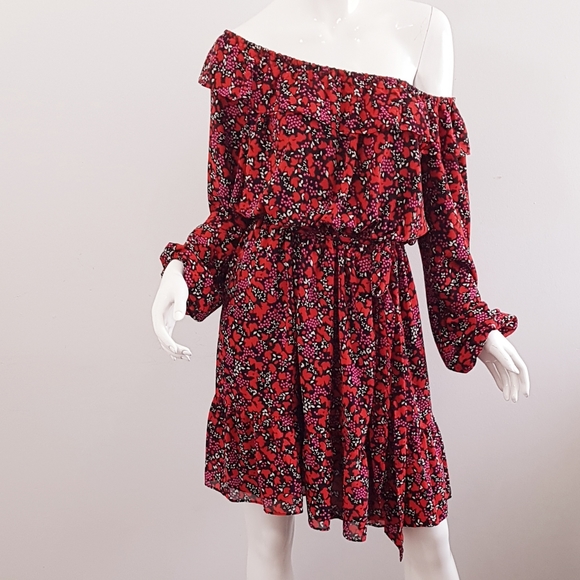 Michael Kors Off-The-Shoulder Floral Mini Dress Size S/M   (M) - Picture 4 of 6